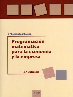 cover image of Programación matemática para la economía y la empresa